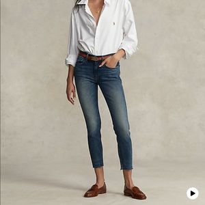 Polo Ralph Lauren Tompkins Midrise Skinny Crop in Dark Indigo Wash